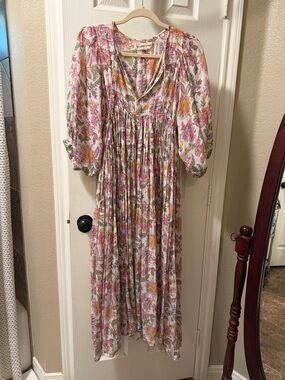 Lightweight Floral Maxi Dress in Pink & Yellow